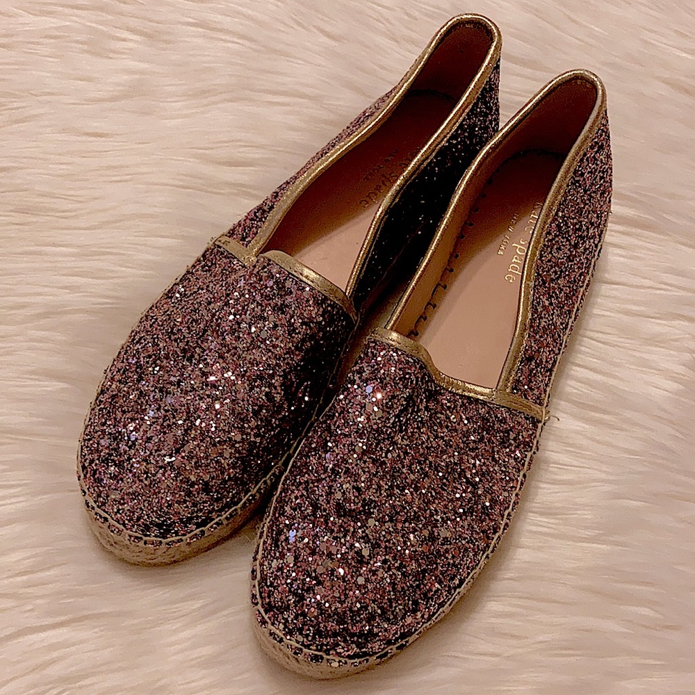 NWOT Kate Spade Pink Glitter Espadrilles